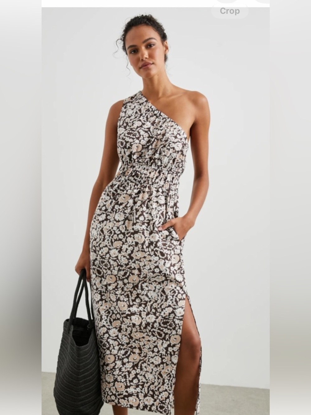 Rails One-Shoulder Floral Dress in Black and Cream